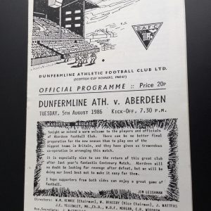 Dunfermline Athletic v Aberdeen Match Day Programme 1986