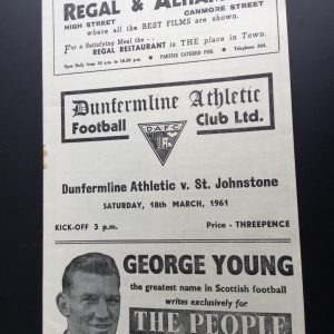 Dunfermline Athletic v St Johnstone Match Day Programme 1961