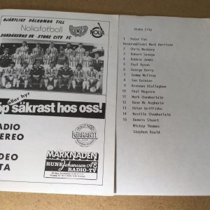 Sandakerns SK (Sweden) v Stoke City Match Day Programme 1983