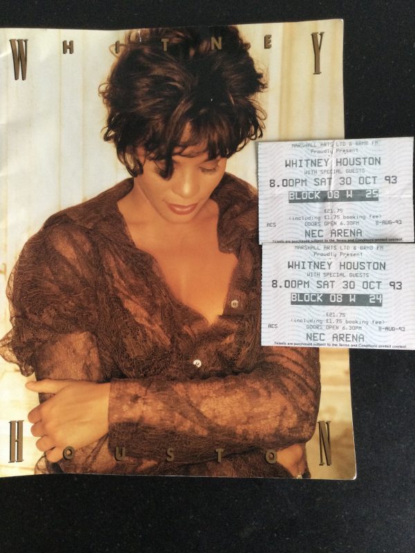 Whitney Houston Live In Concert Tour Programme c/w Ticket Stubs 1993