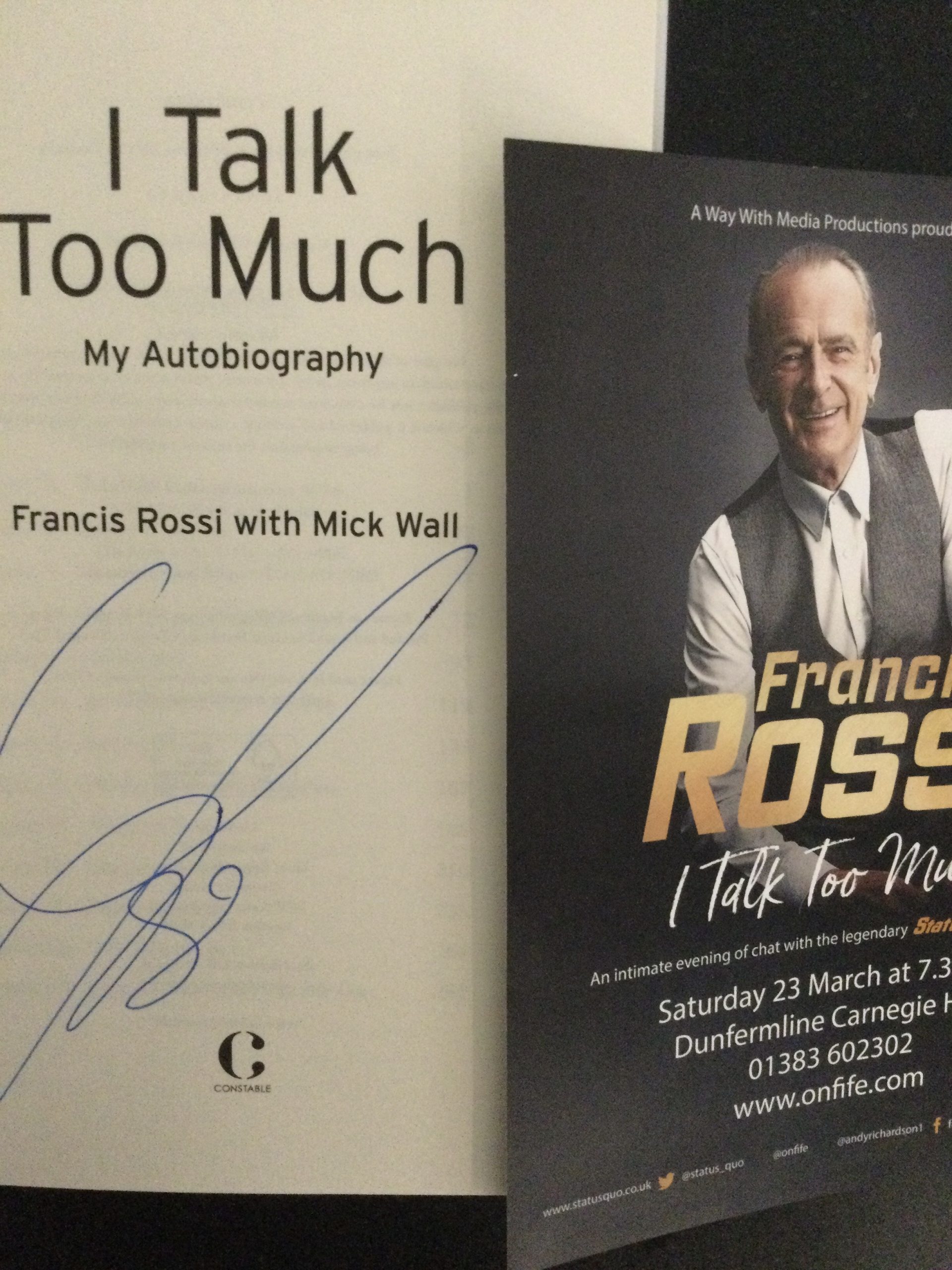 I Talk Too Much My Autobiography by Francis Rossi Hardcover Signed - Image 2