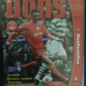 Aberdeen v Dunfermline Athletic Match Day Programme 2002