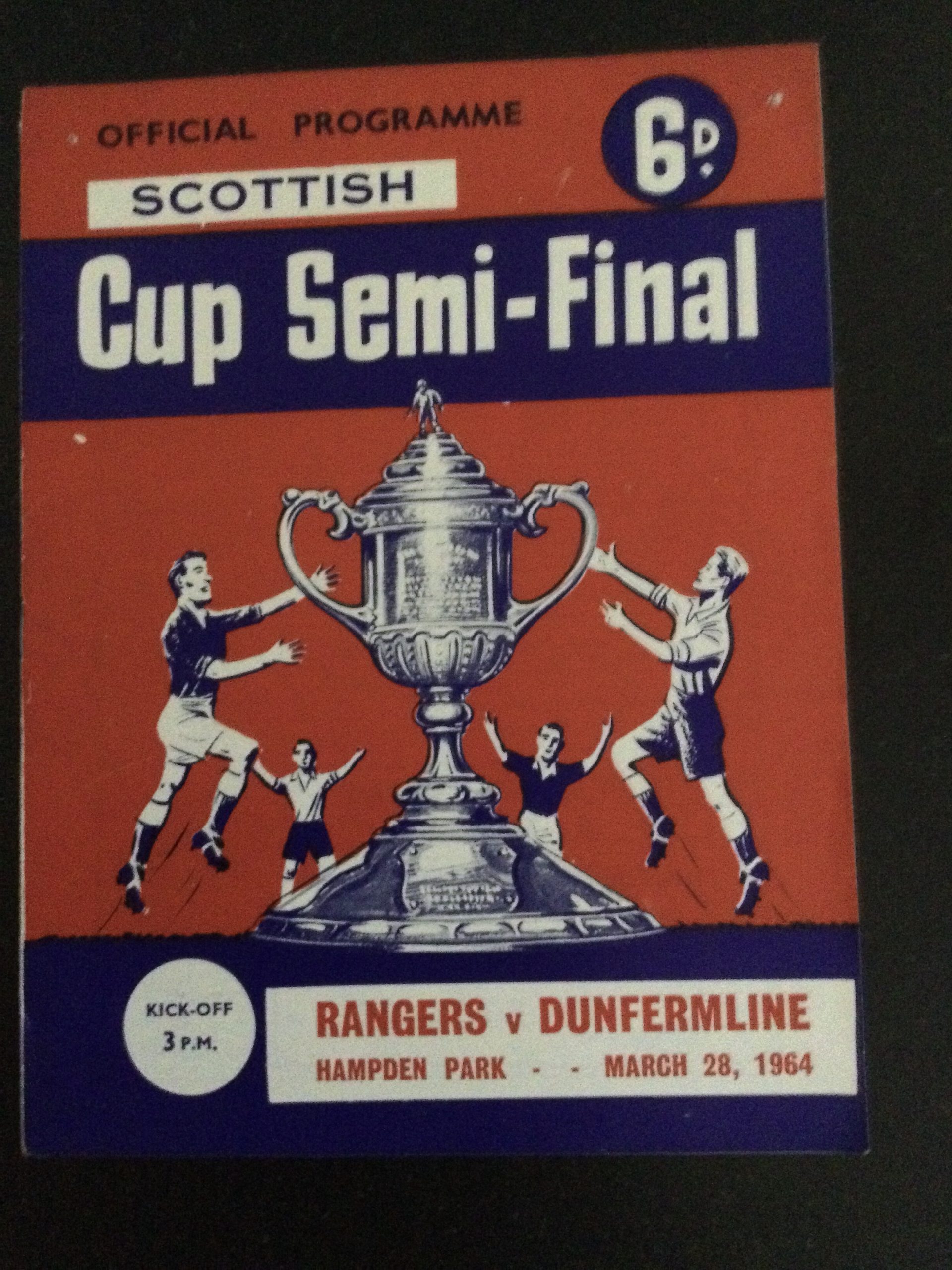 Rangers v Dunfermline Athletic Scottish Cup Semi Final Matchday Programme 1964