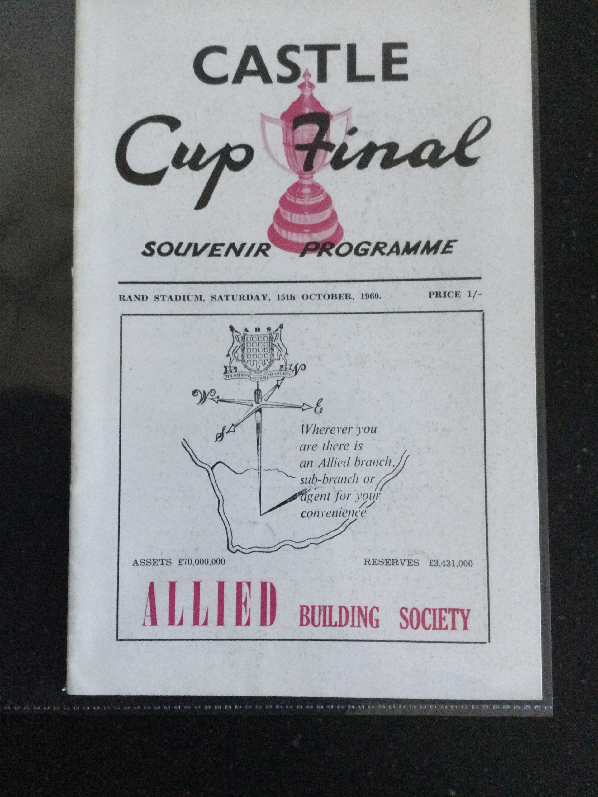 Durban City v Johannesburg Ramblers Castle Cup Final Match Day Programme 1960