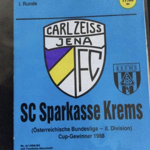 Carl Zeiss Jena v Sparkasse Krems E.C.W.C. Match Day Programme 1988