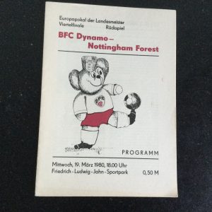 Dynamo Berlin v Nottingham Forest European Cup Match Day Programme 1980