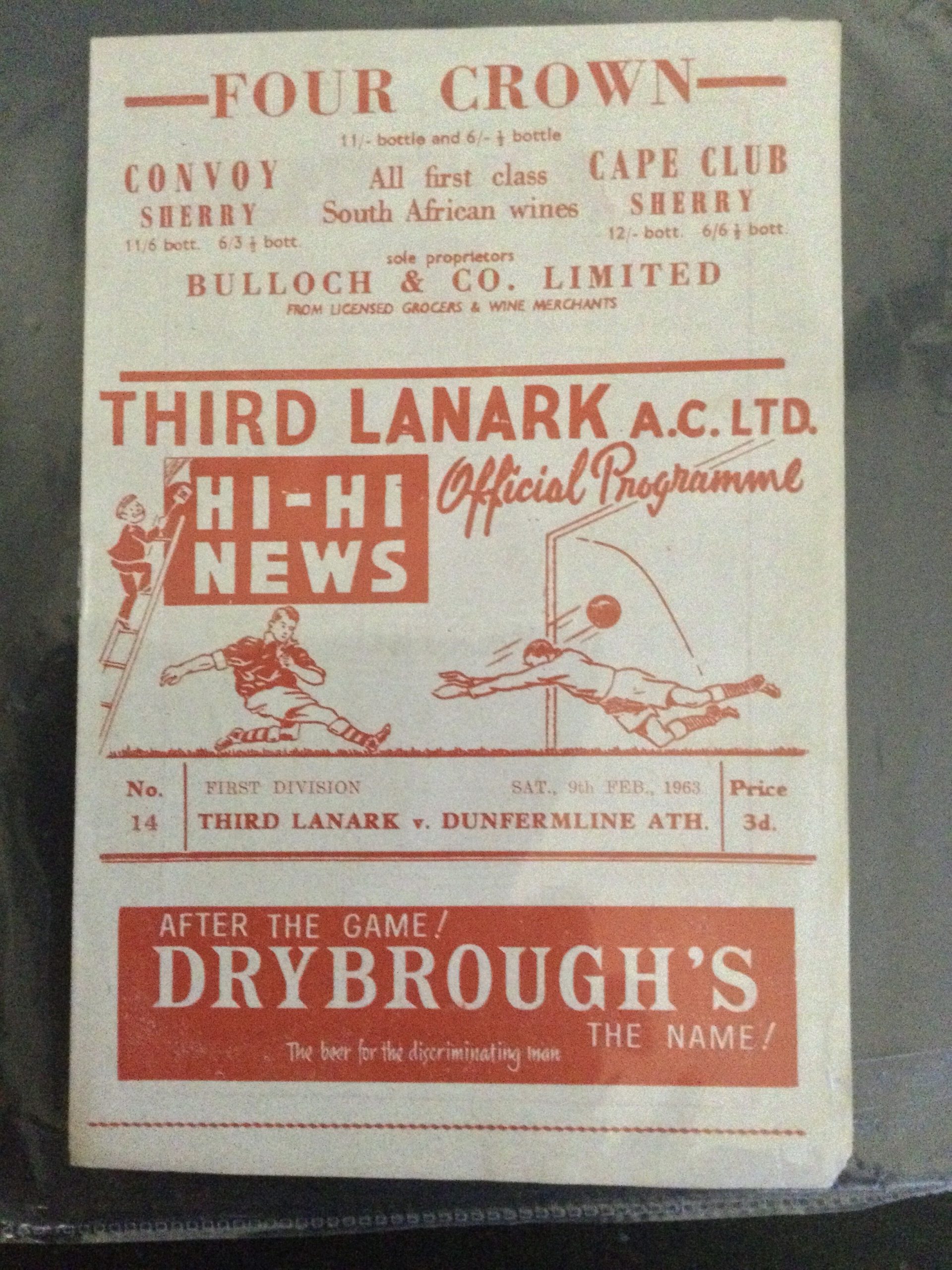 Third Lanark v Dunfermline Athletic Matchday Programme 1963