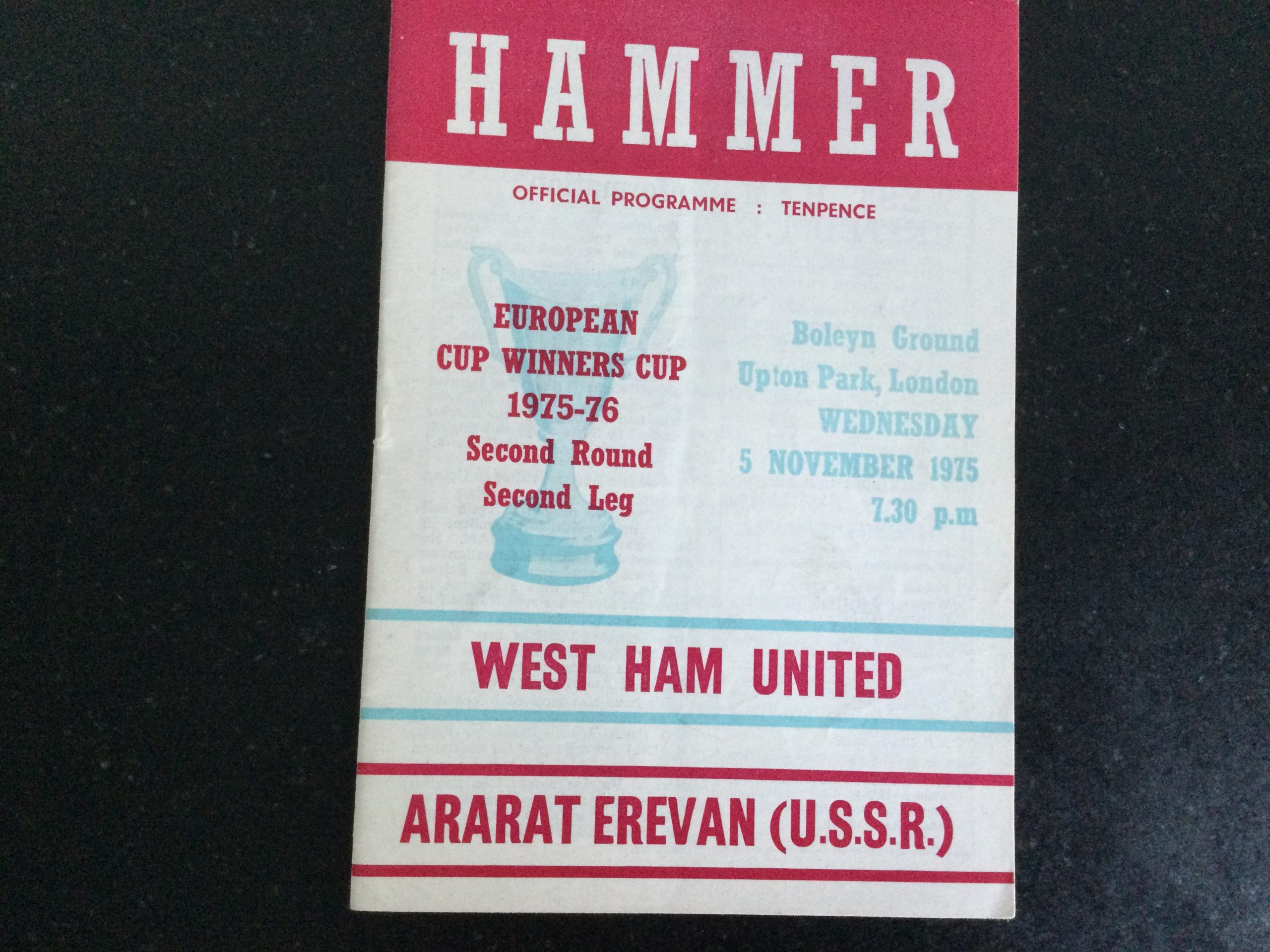 West Ham United v Ararat, Castilla & Dinamo Tbilisi European Match Day Programmes 1975, 80 & 81 - Image 2
