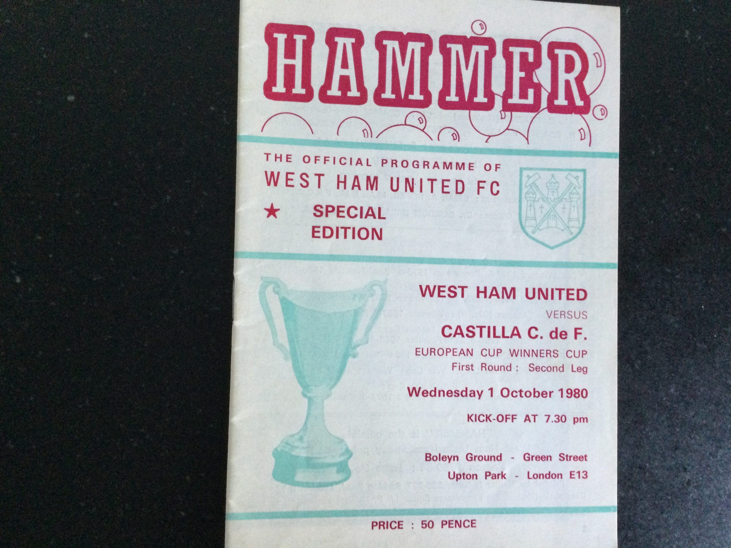 West Ham United v Ararat, Castilla & Dinamo Tbilisi European Match Day Programmes 1975, 80 & 81 - Image 3