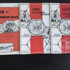Ajax v Nottingham Forest, Tottenham Hotspur and Celtic European Match Day Programmes 1980, 81 & 82
