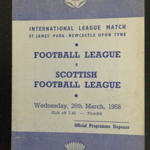 Football League v Scottish League Match Day Programme 1958