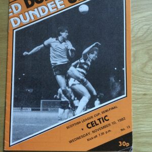Dundee United v Celtic League Cup Semi Final Match Day Programme 1982