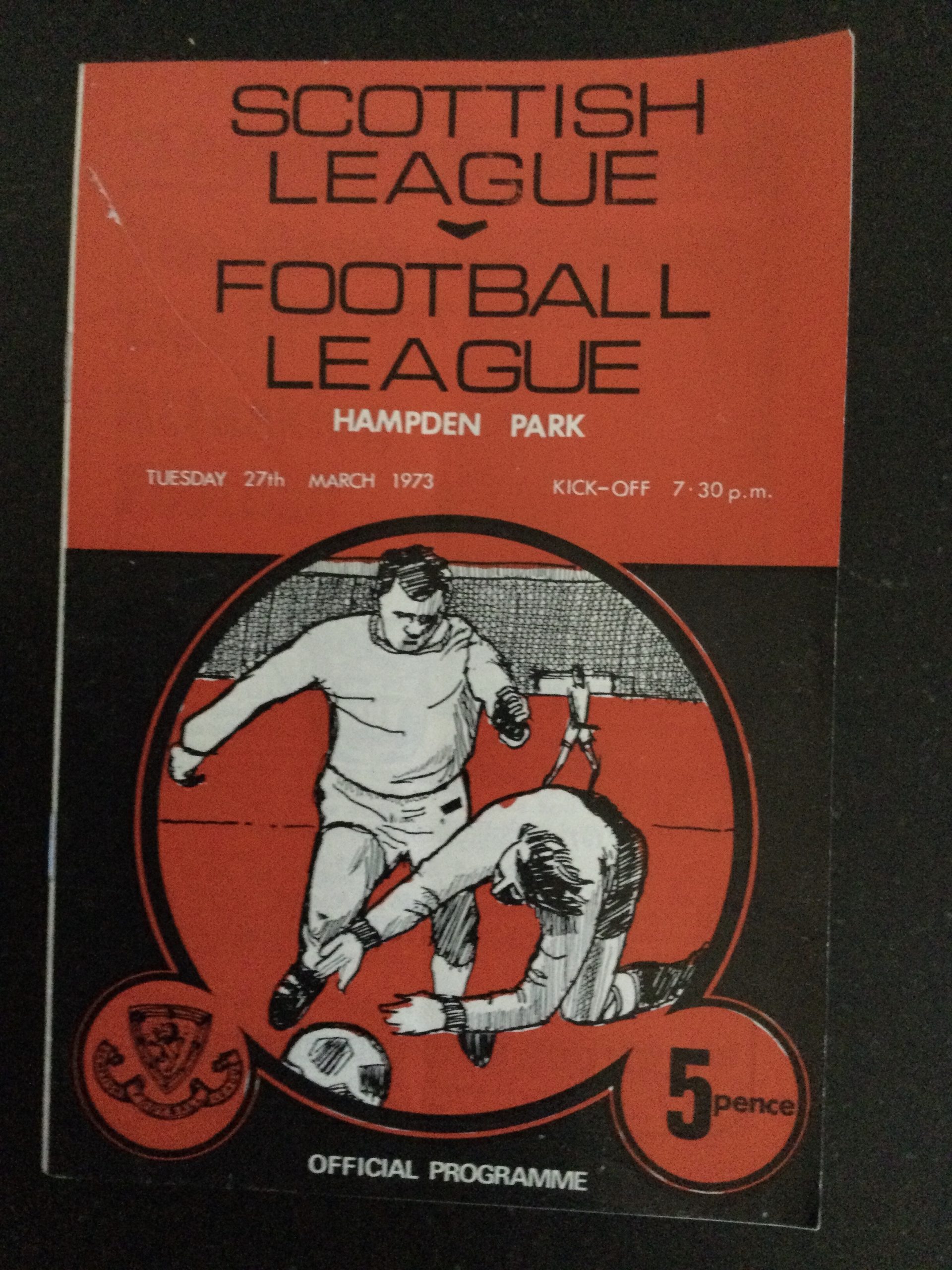 Scottish League v The Football League Match Day Programme 1973