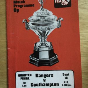Rangers v Southampton The Texaco Cup Match Day Programme 1974