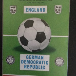 England v German Democratic Republic Friendly Match Day Programme 1970