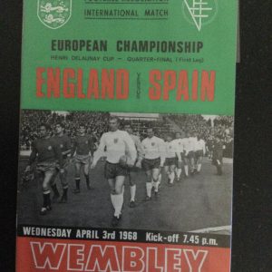 England v Spain European Championship Match Day Programme 1968