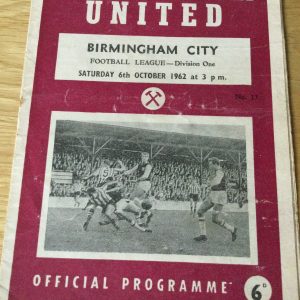 West Ham United v Birmingham City League Matchday Programme 1962