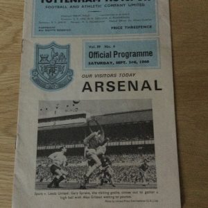 Tottenham Hotspur v Arsenal League Matchday Programme 1966