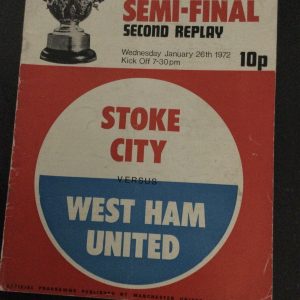 Stoke City v West Ham United League Cup Semi Final Replay Matchday Programme 1972
