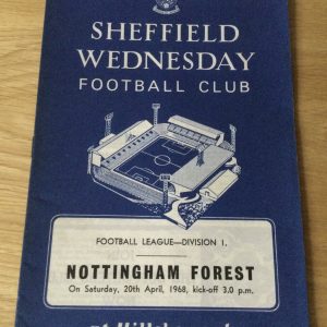 Sheffield Wednesday v Nottingham Forest League Matchday Programme 1968