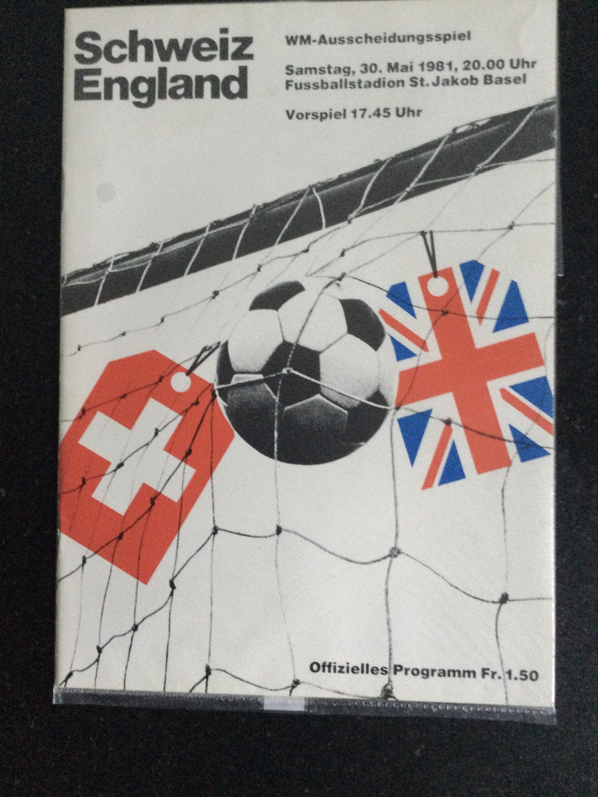 Switzerland v England World Cup Qualifier Matchday Programme 1981