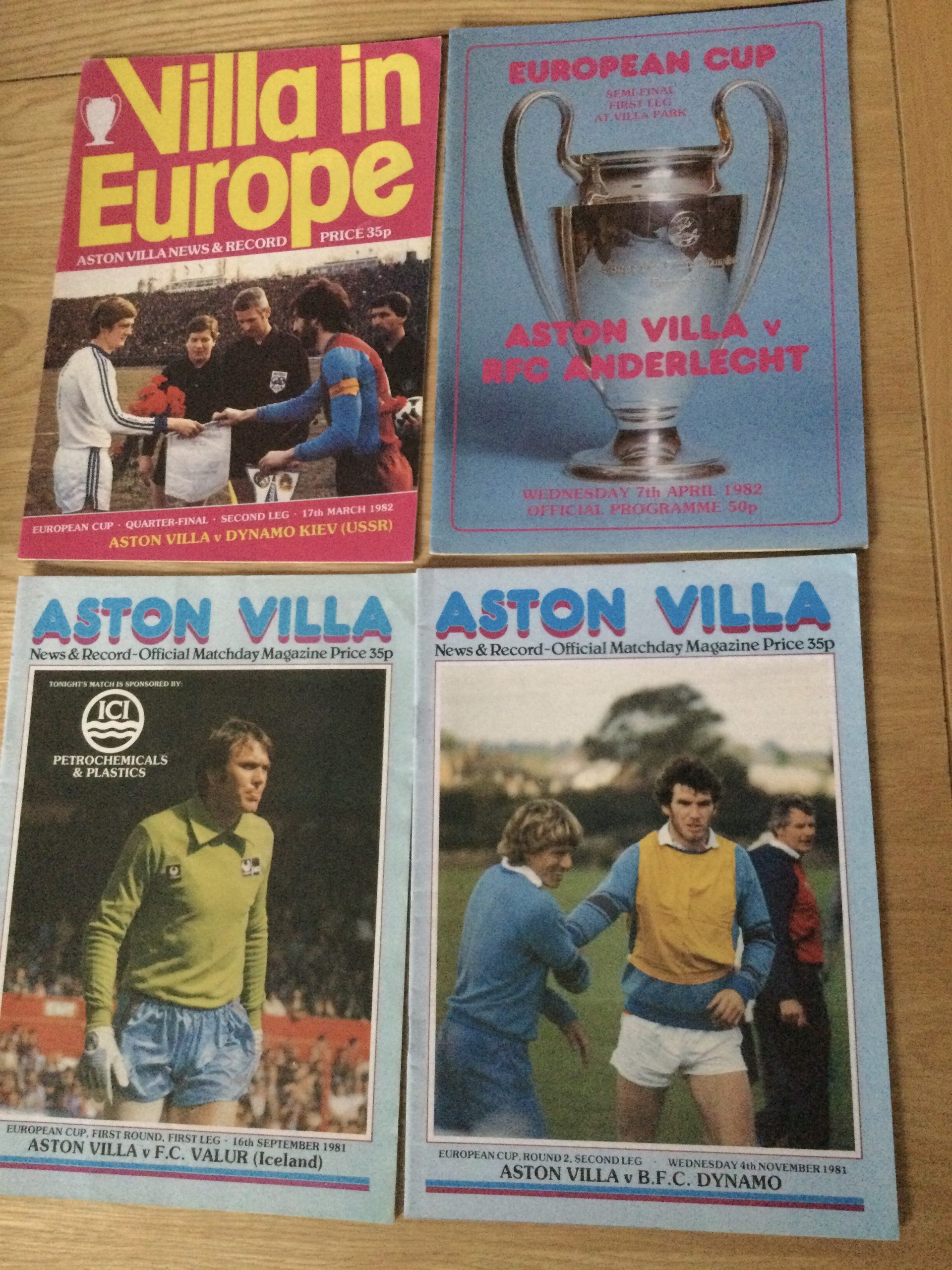 Bayern Munich v Aston Villa European Cup Final Stadium Programme c/w All Home Matchday Programmes 1981/1982 - Image 2