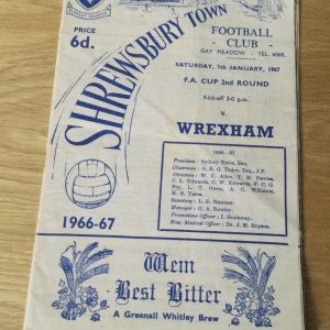 Shrewsbury Town v Wrexham F.A.Cup Matchday Programme 1967