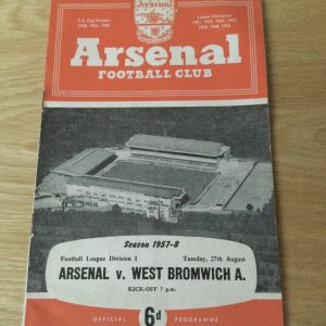 Arsenal v West Bromwich Albion League Matchday Programme 1957