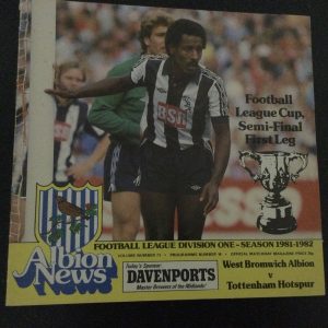 West Bromwich Albion v Tottenham Hotspur League Cup Semi Final Matchday Programme 1982