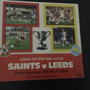Southampton v Leeds United League Cup Semi Final Matchday Programme 1979