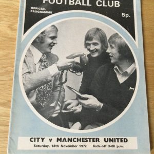 Manchester City v Manchester United League Matchday Programme 1972