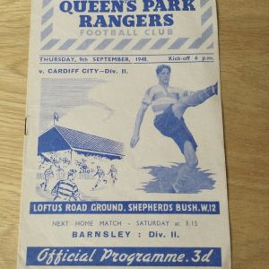 Queens Park Rangers v Cardiff City League Matchday Programme 1948