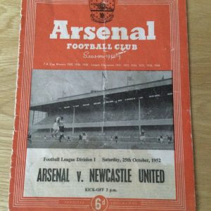 Arsenal v Newcastle United League Matchday Programme 1952
