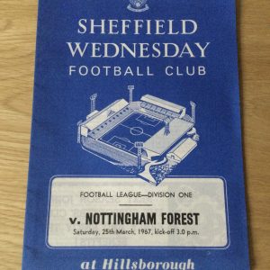 Sheffield Wednesday v Nottingham Forest League Matchday Programme 1967