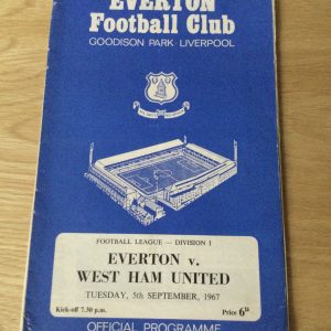 Everton v West Ham United League Matchday Programme 1967