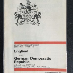 England v East Germany European Championship Semi Final Matchday Programme 1980