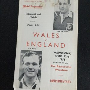 Wales v England Under 23's International Matchday Programme 1958