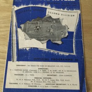Bristol Rovers v Fulham League Matchday Programme 1958