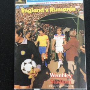 England v Rumania World Cup Qualifier Matchday Programme 1981