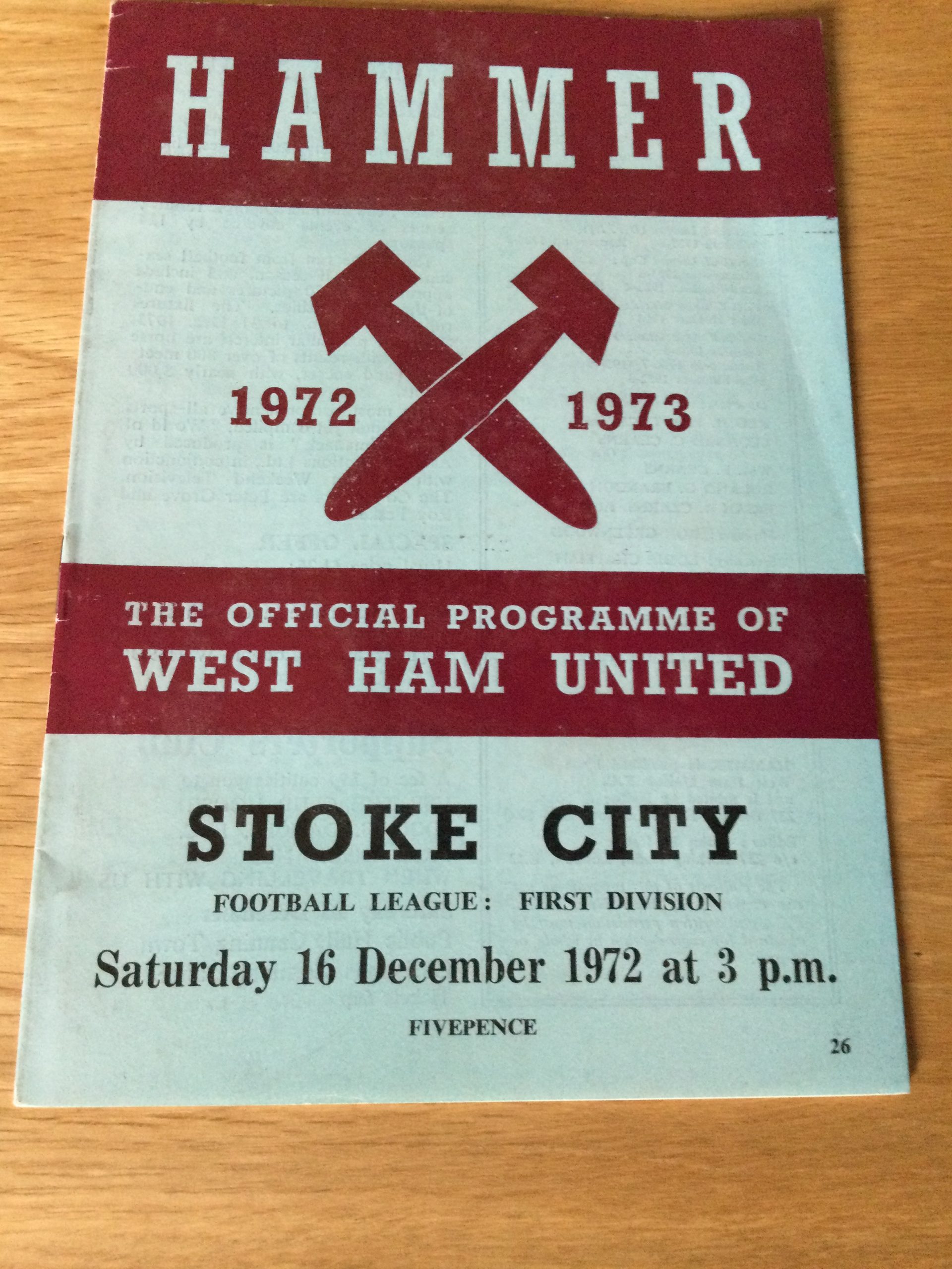 West Ham United v Stoke City League Matchday Programmes 1972,1975 & 1978