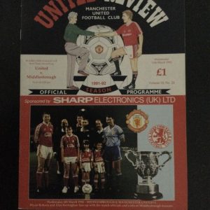 Manchester United v Middlesbrough League Cup Semi Final Matchday Programme 1992