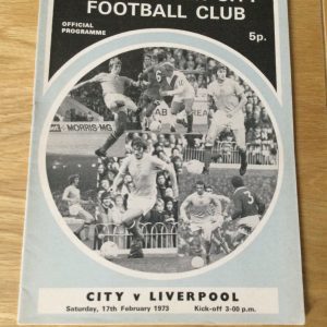 Manchester City v Liverpool League Matchday Programme 1973