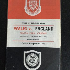 Wales v England World Cup Qualifier Matchday Programme 1972