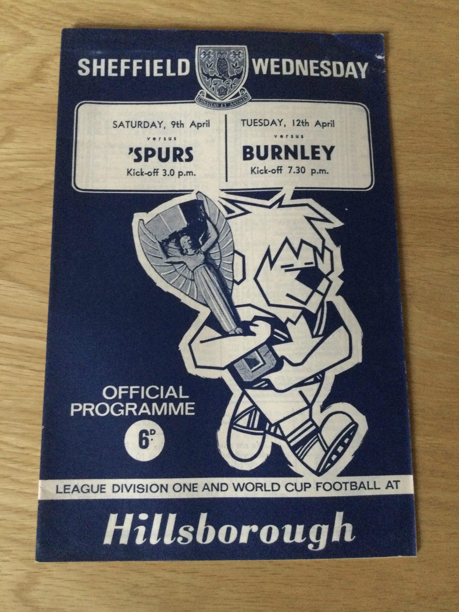 Sheffield Wednesday v Tottenham Hotspur & Burnley Matchday Programme 1966