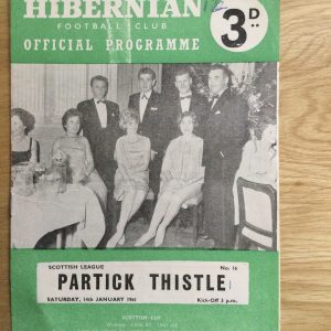 Hibernian v Partick Thistle League Matchday Programme 1961