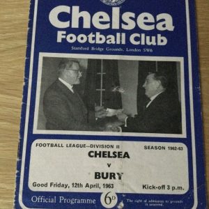 Chelsea v Bury League Matchday Programme 1963