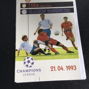 CSKA Moscow v Rangers Champions League (Press Copy) Matchday Programme 1992/93