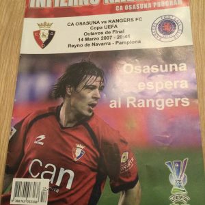 CA Osasuna v Rangers Europa League Quarter Final Matchday Programme 2007
