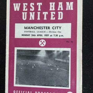 West Ham United v Manchester City League Matchday Programme 1959