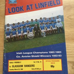 Linfield v Rangers Gala Friendly Matchday Programme 1984